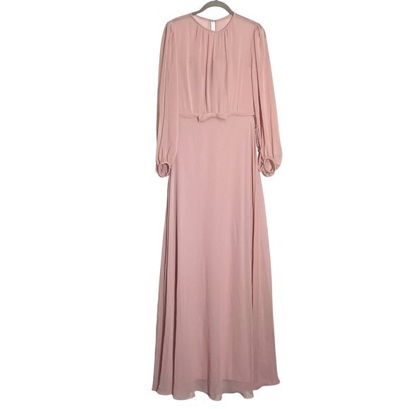 NEW Dessy Collection Strapless Chiffon Maxi Dress in Toasted Sugar, Size 6 - Picture 2 of 15